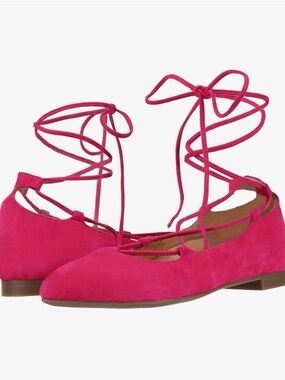 Vionic Lucinda Hot Pink Lace-Up Ballet Flats